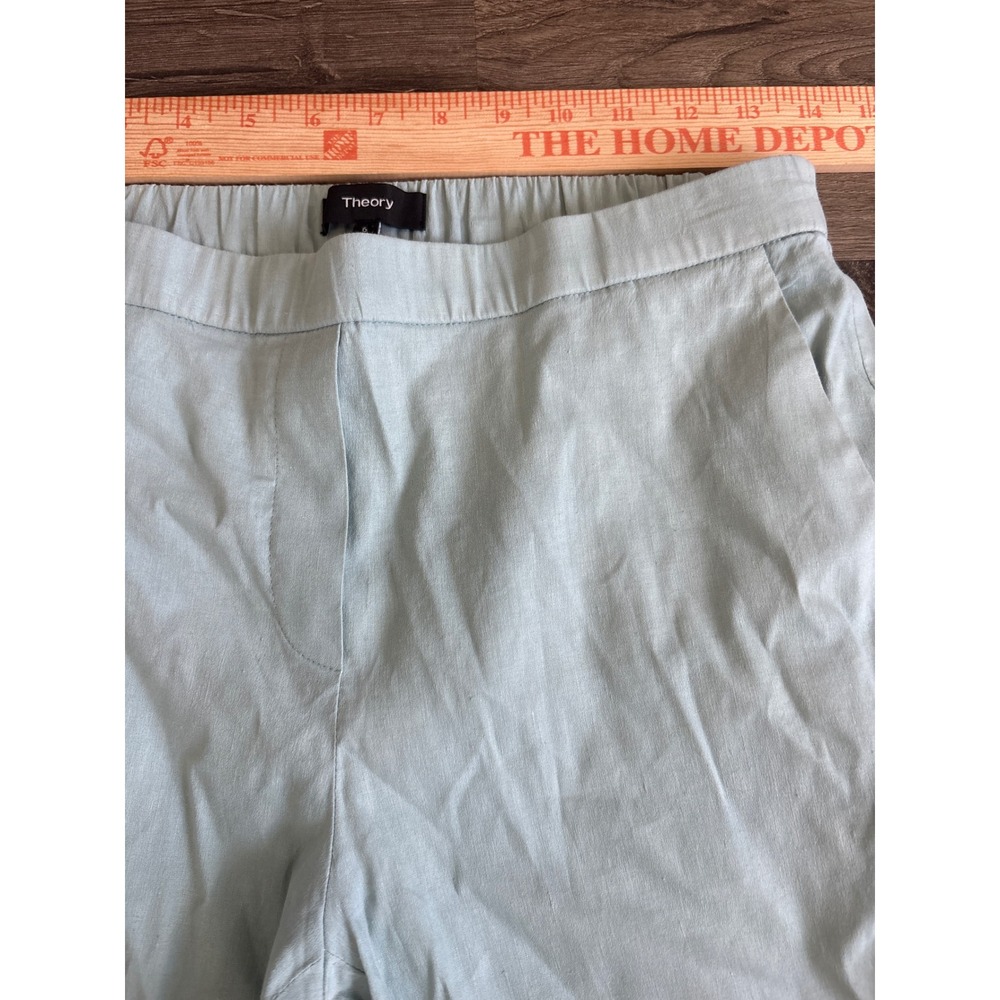 Theory Womens Linen Suit Set Seafoam Green Eco Crunch Jacket 6 Treeca Pants 6 - Picture 9 of 12